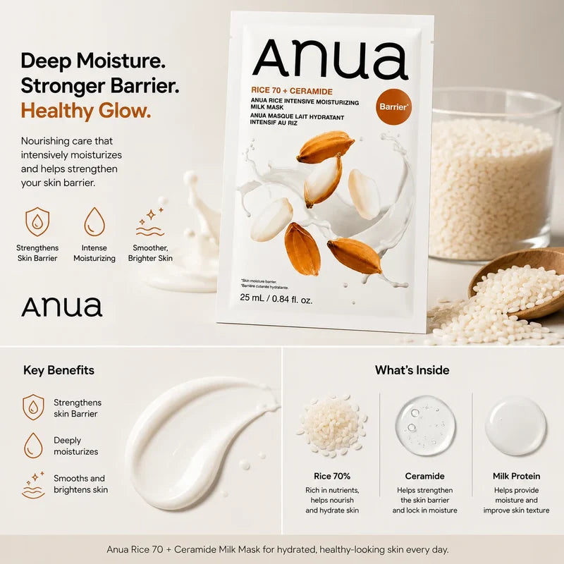 Anua Rice 70 Ceramide Moisturizing Milk Mask 25ml