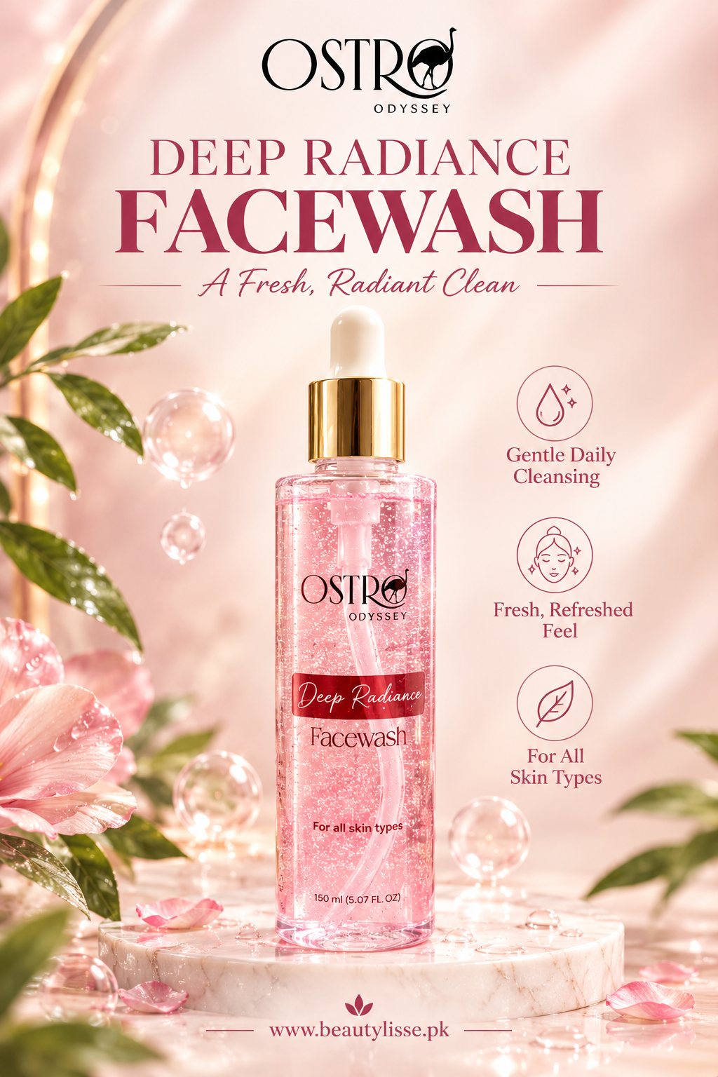 Ostro Odyssey Deep Radiance Facewash 150ml – All Skin Types