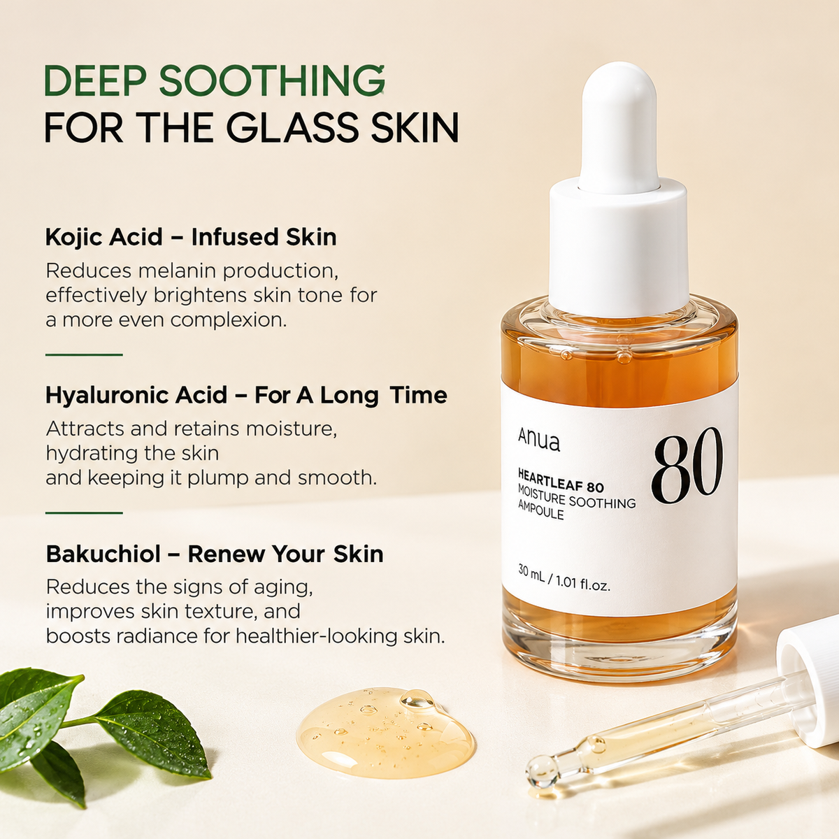 Anua Heartleaf 80% Moisture Soothing Ampoule - 30ml