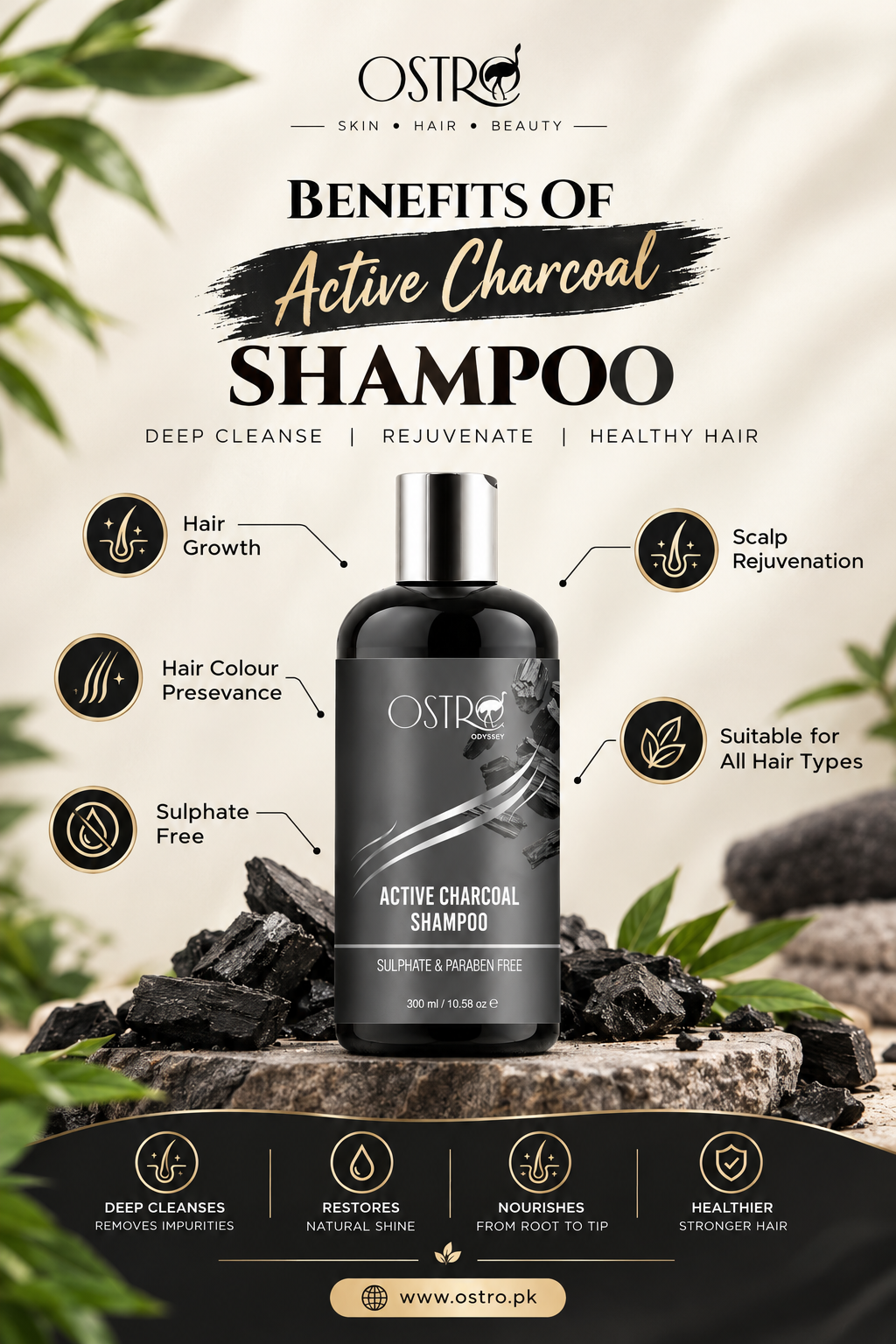 Active Charcoal Sulphate & Paraben free Shampoo