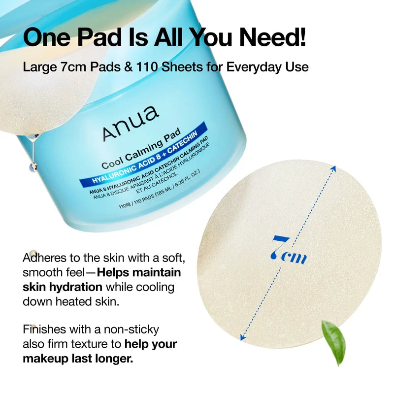Anua 8 Hyaluronic Acid Catechin Calming Pad 185ml
